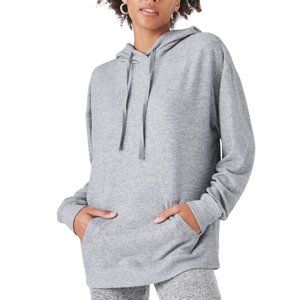 Lucky Brand Cloud Jersey Ribbed Trim Hoodie - Heather Gray